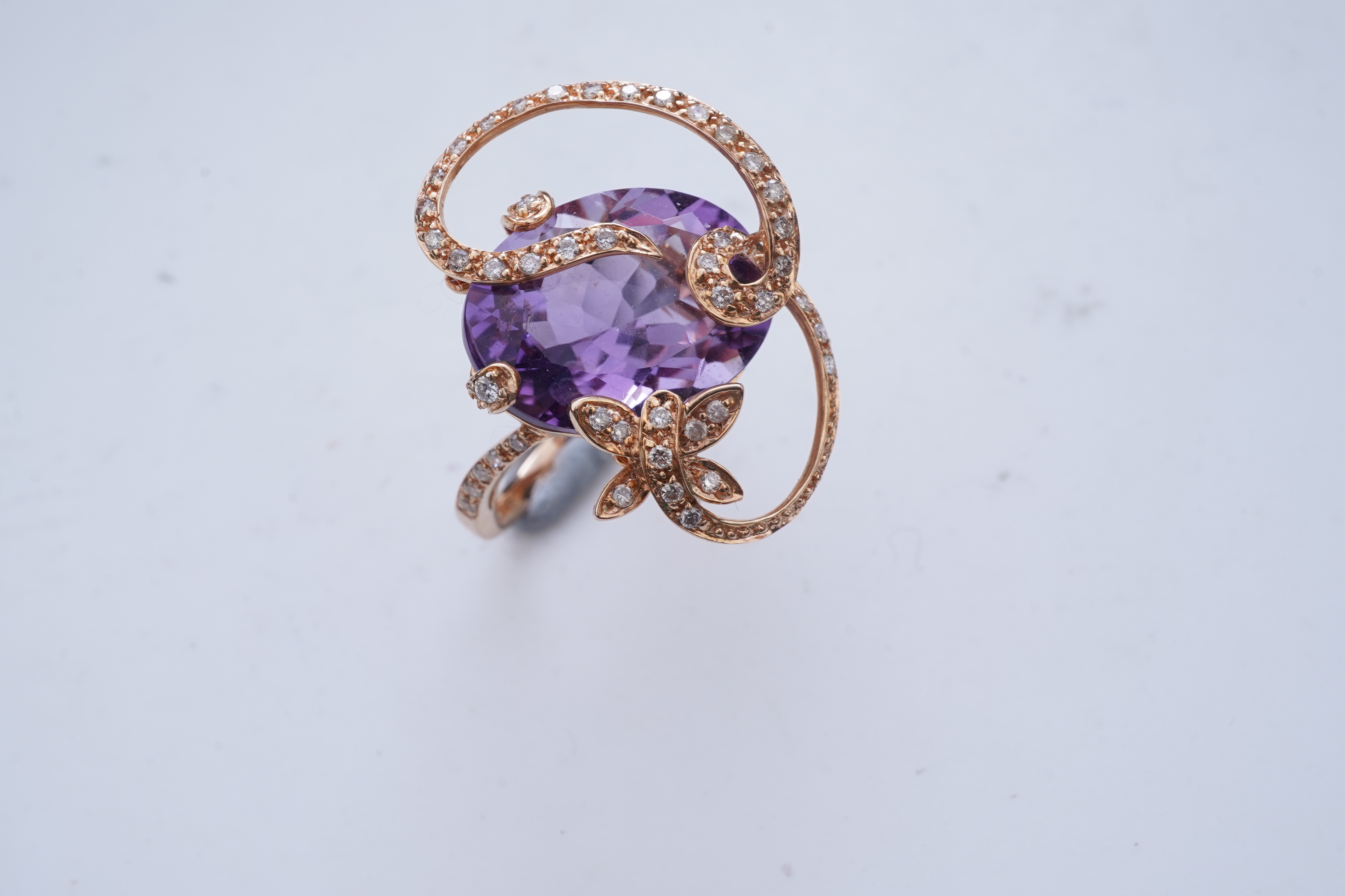 An amethyst and diamond ring